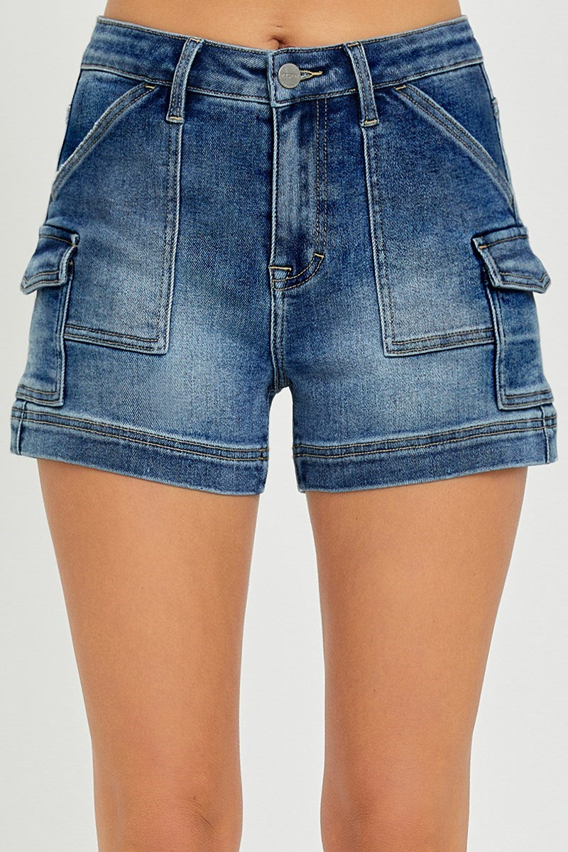 High Rise Side Cargo Pocket Shorts Medium