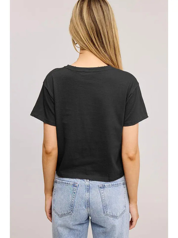 Gone Country Boots Graphic Crop Tee Black