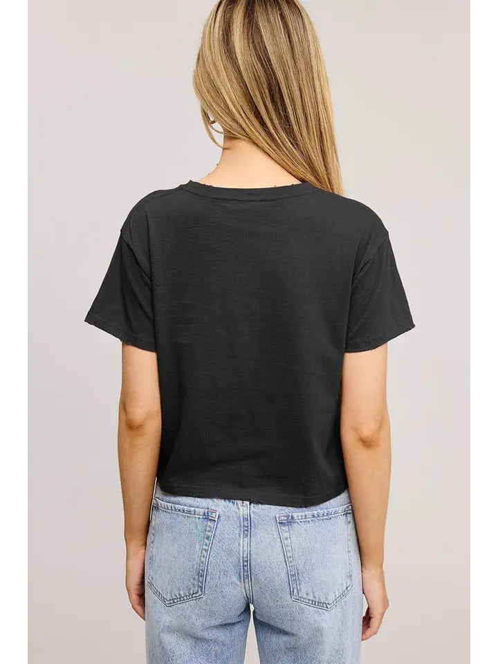 Gone Country Boots Graphic Crop Tee Black