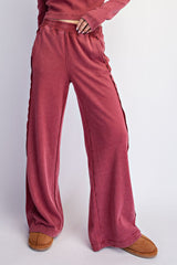 Billie French Terry Ribbed Set Crimson