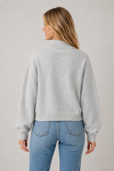 Wide Collar Button Sweater Cardi Grey