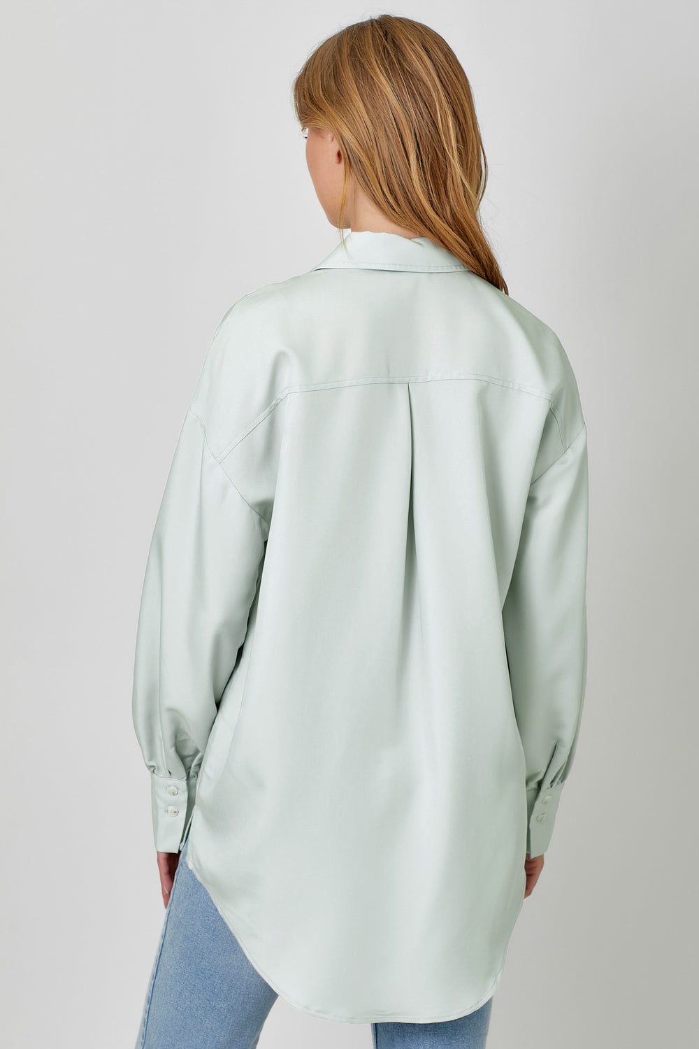 Oversized Button Up Shirt Light Blue Grey