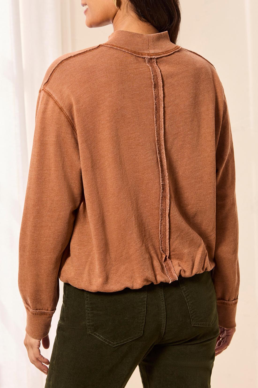 Garment Dye Gathered Hem Bubble Sweatshirt Hazelwood