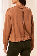 Garment Dye Gathered Hem Bubble Sweatshirt Hazelwood