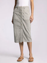 Victoria Button Down Midi Skirt Dried Sage
