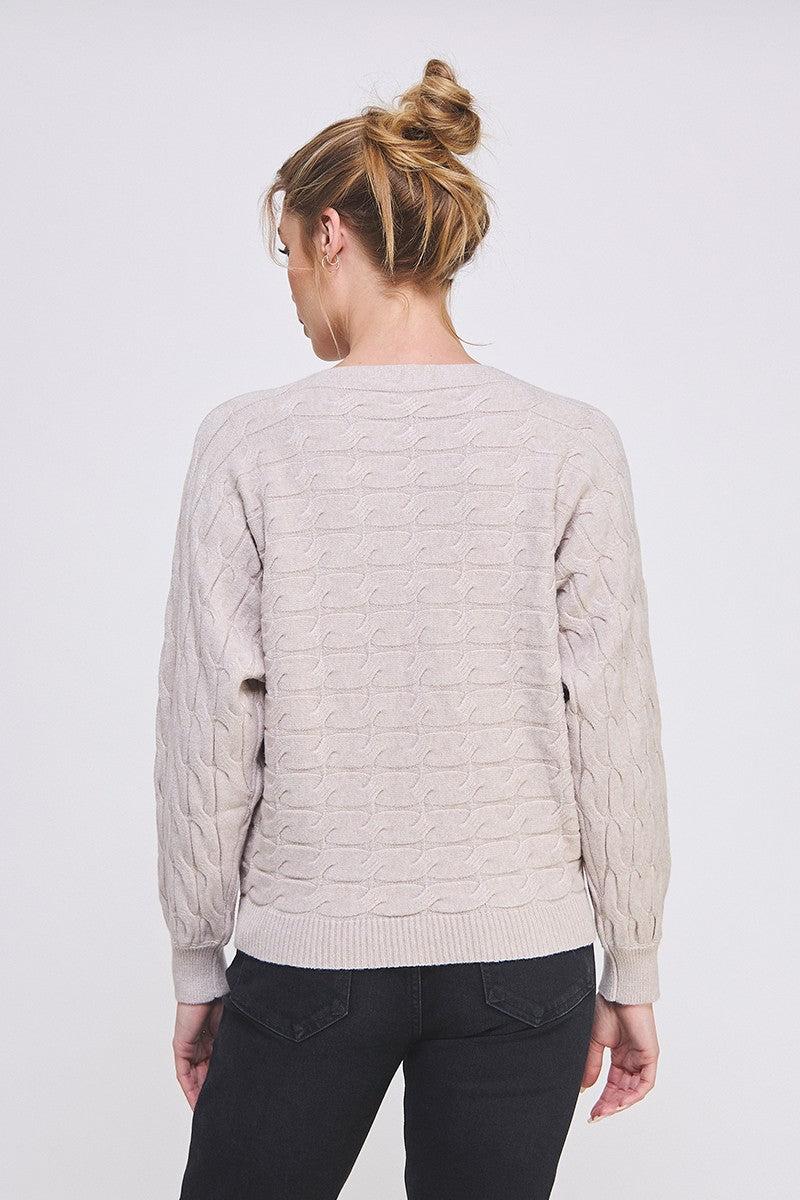 Dolman Fine Gauge Cable Knit Warm Heather Oat