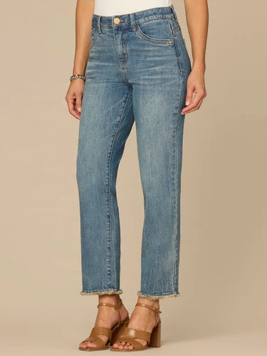 Ab Solution High Rise Slim Straight Clean Finish Jeans Mid Blue Artisanal
