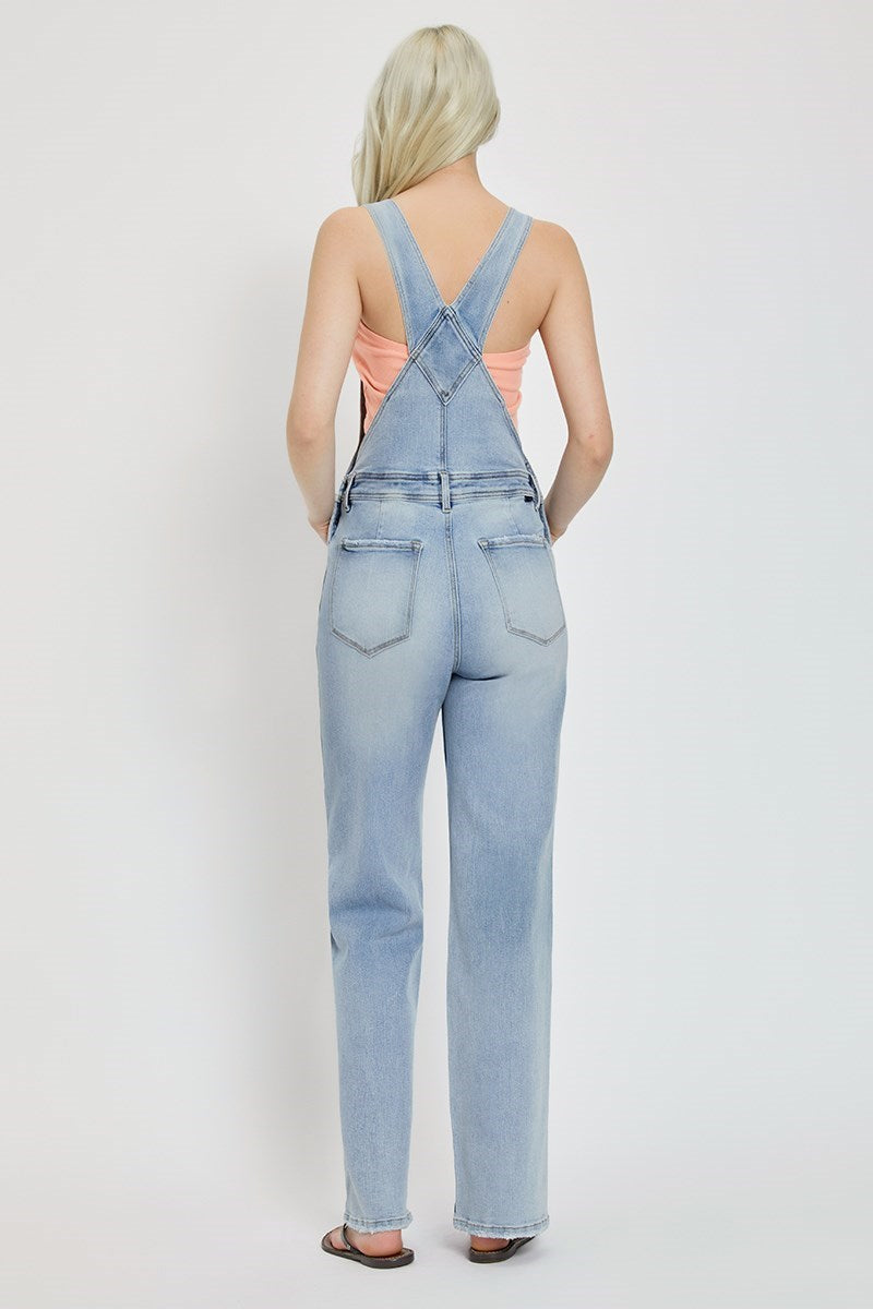 Wide Leg Denim Overalls Light