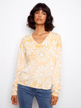 Reversible Printed Vneck Sweater Sunkiss