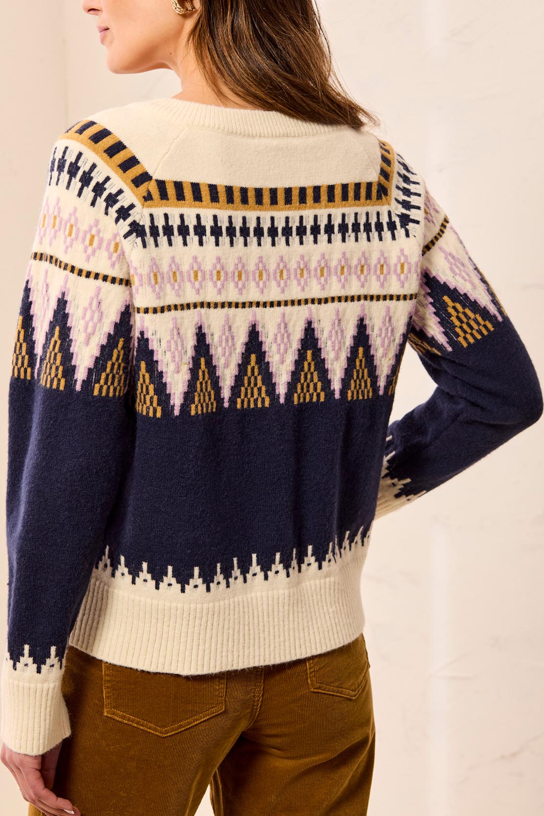 Fair Isle Button Front Sweater Sapphire