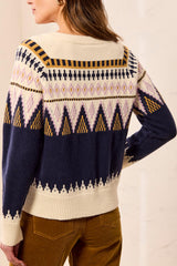 Fair Isle Button Front Sweater Sapphire