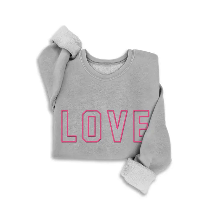 Love Puff Print Mineral Sweatshirt Heather Grey