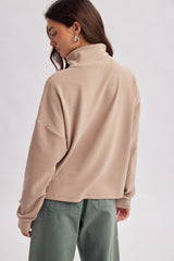 Striped Half Zip Up Knit Pullover Clay + Mint
