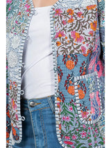 Nova Floral Quilted Patchwork Reversible Jacket Grey Combo