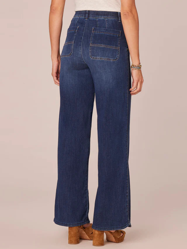 Skyrise Tulip Hem Wide Leg Jeans Indigo