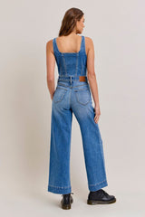Kendall Wide Leg Denim Jumpsuit Medium Dark