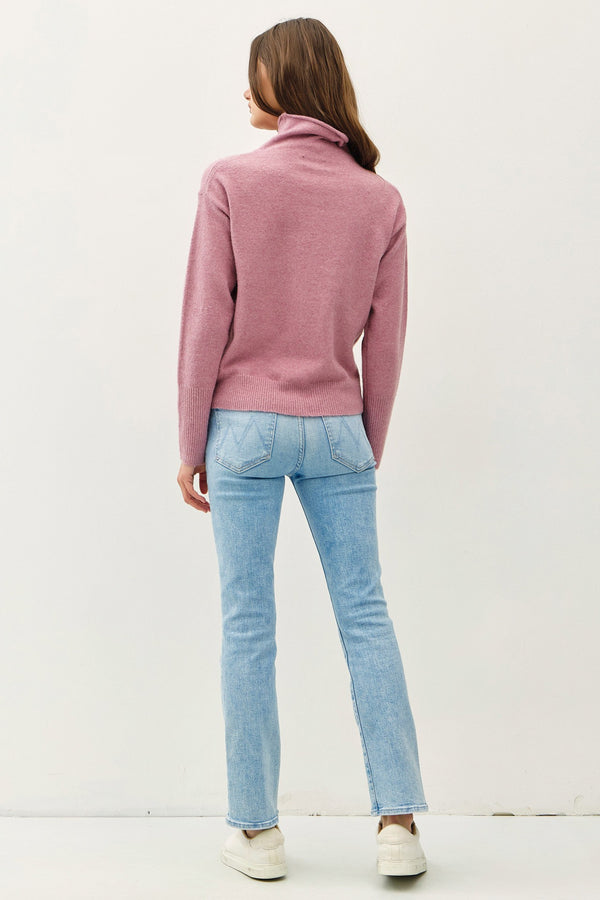 Raw Edge Turtleneck Sweater Heather Orchid