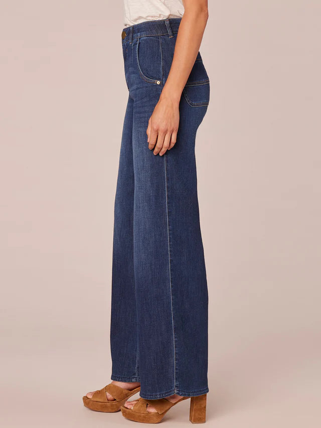 Skyrise Tulip Hem Wide Leg Jeans Indigo