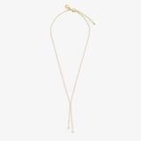 Halo Pearl CZ Lariat Necklace