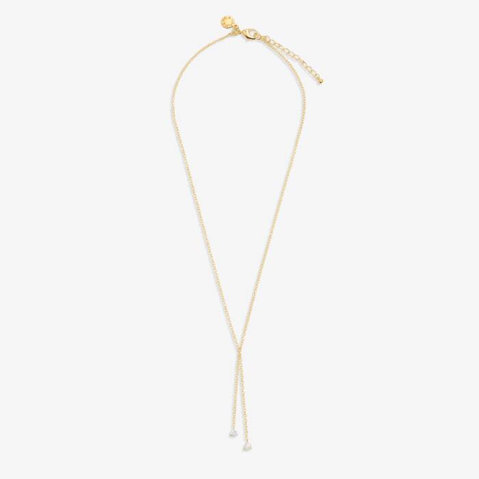 Halo Pearl CZ Lariat Necklace