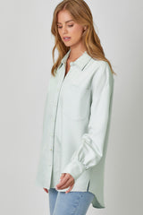 Oversized Button Up Shirt Light Blue Grey