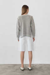Xanthe Stripe Sweater Heather Grey + Black
