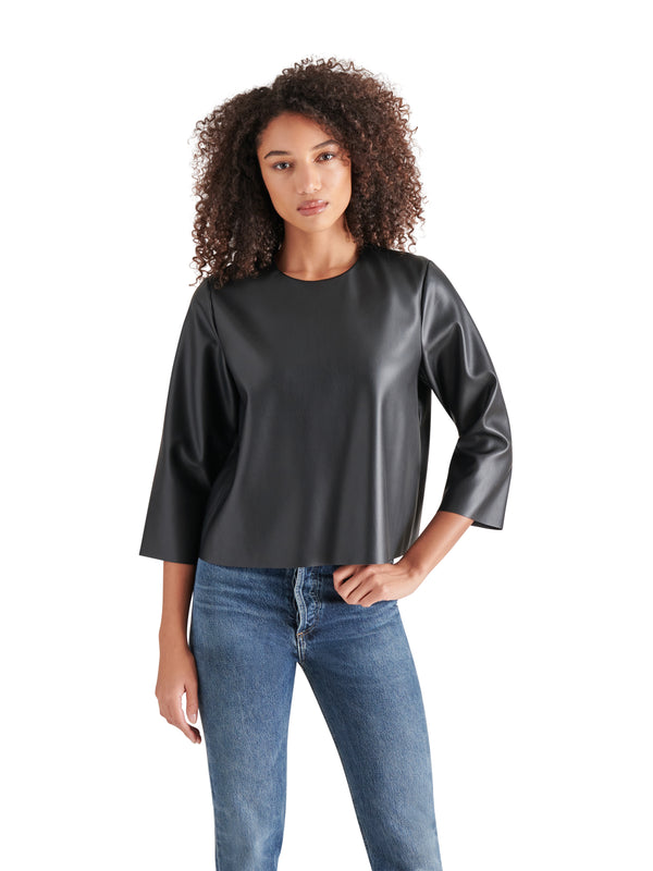 Dee Leather 3/4 Sleeve Top Black