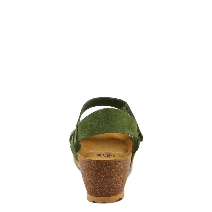 Babybell Wedge Sandals Green Suede