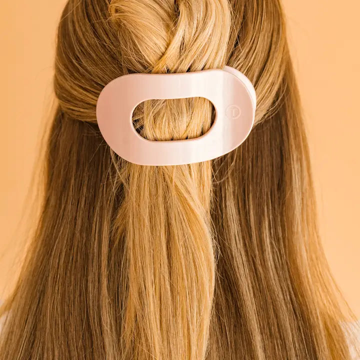 Teleties Medium Flat Round Hair Clip Pearly Pink