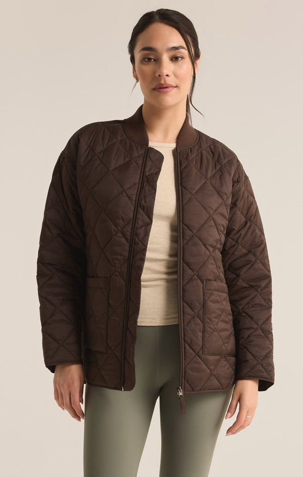 Sunrise Quilted Bomber Jacket Coffee Bean