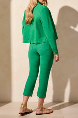 Cotton Stretch Horn Button Jacket Kelly