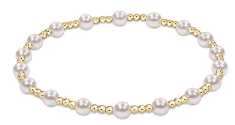 Extends Classic Sincerity Pattern 4mm Bead Bracelet Pearl