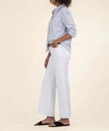 Meg High Rise Pintuck Wide Hem Jeans Optic White