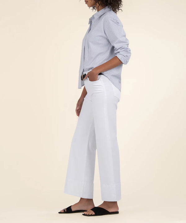 Meg High Rise Pintuck Wide Hem Jeans Optic White