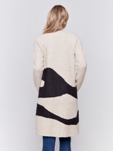 Jacquard Long Sweater Cardi Oatmeal