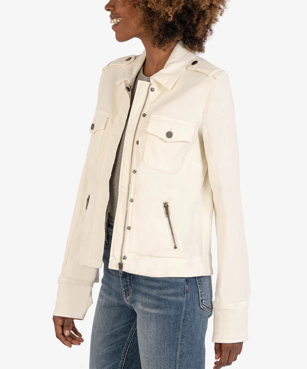 Amanda Zip Pockets Boxy Jacket Ecru