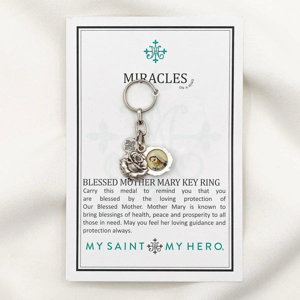 Blessed Mother Mary Rose Key Ring