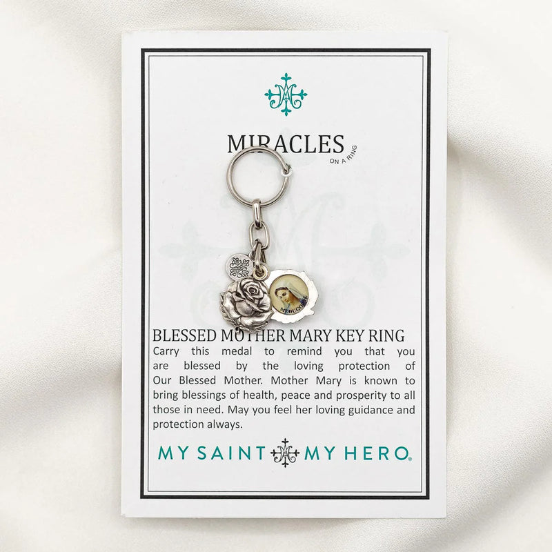 Blessed Mother Mary Rose Key Ring