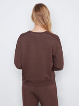 Soft Scuba Panel Crew Neck Long Sleeve Top Heather Espresso