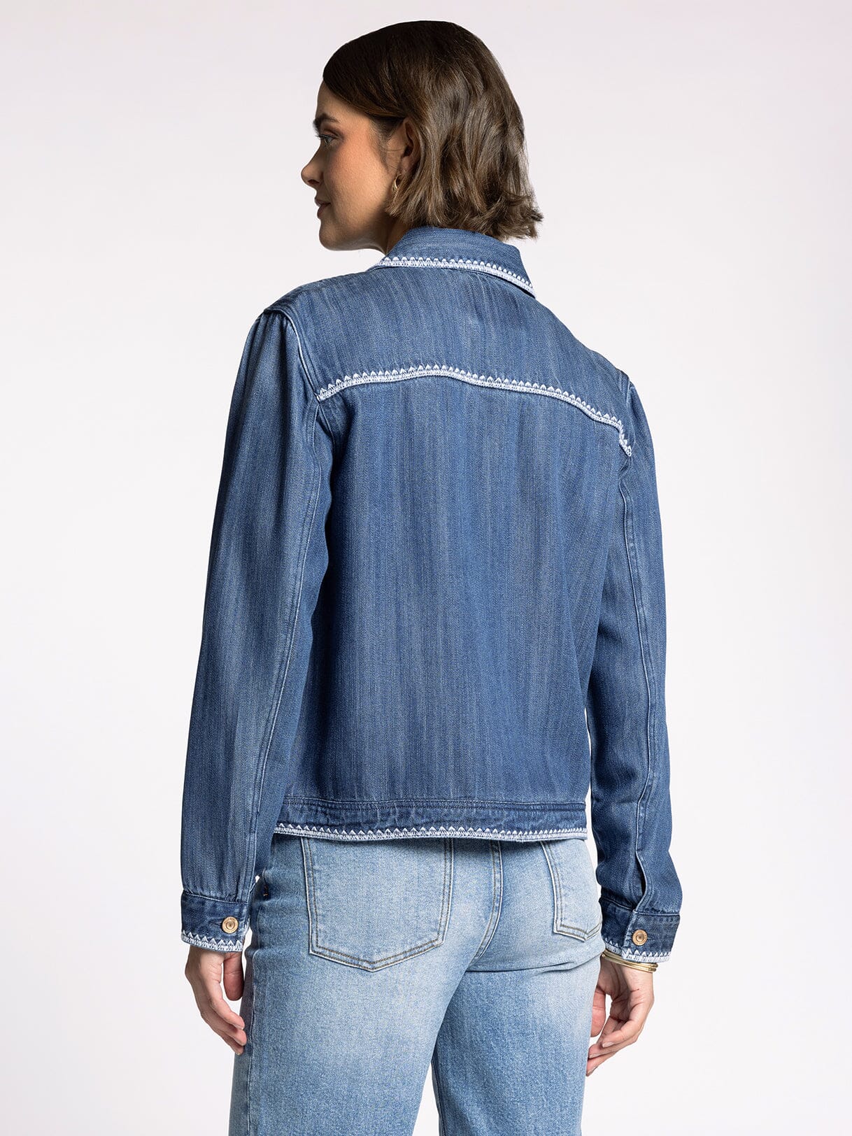 Jackie Embroidered Jacket Surf Blue Wash