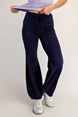 Bubbled Flare Yoga Pants Navy