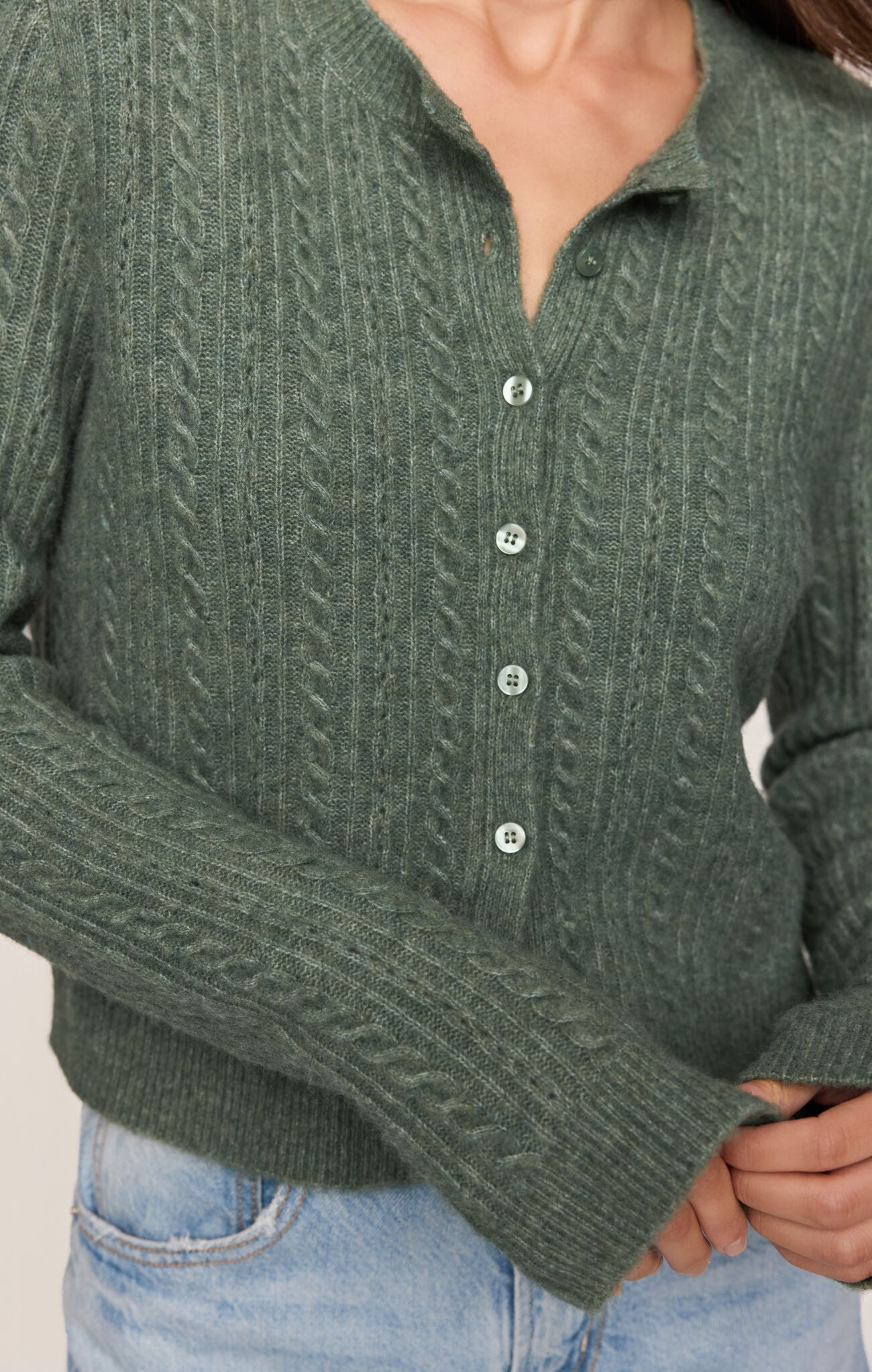 Medina Pointelle Cardigan Monstera