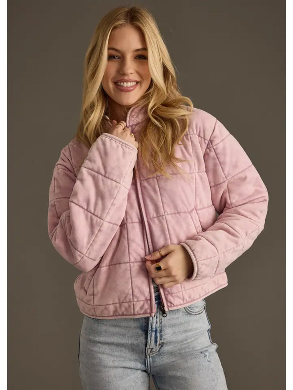Washed Quilted Jacket Dusty Pink