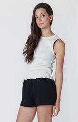 Waffle Knit Lettuce Hem Tank Oat Heather