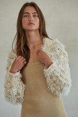 Time To Shine Sequin Cardi Natural