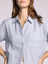Miranda Shirt White Blue Microstripe