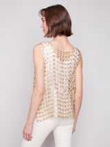 Sleeveless Lurex Floral Tank Gold