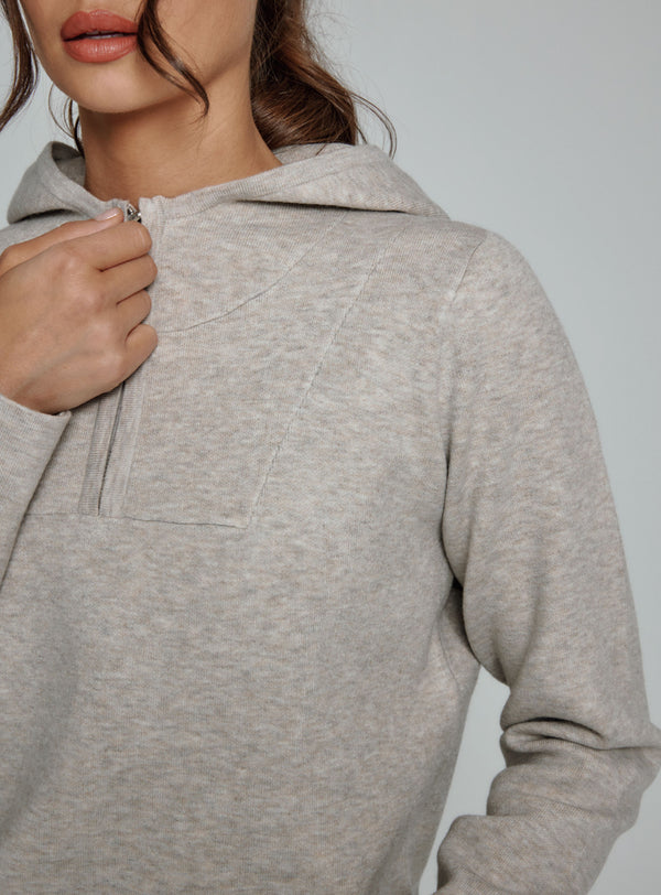 Zoe Half Zip Hoodie Stone