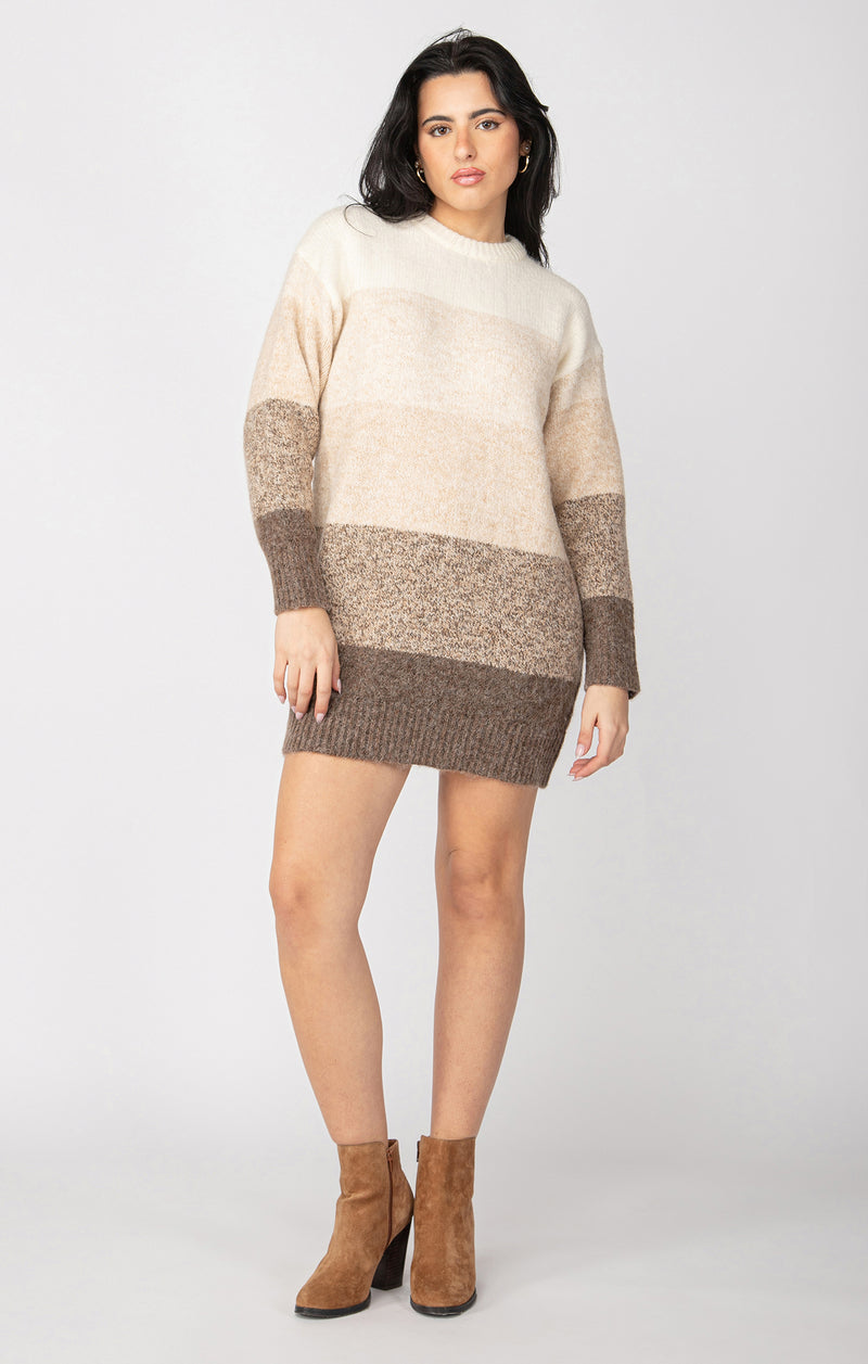 Color Block Sweater Dress Neutral