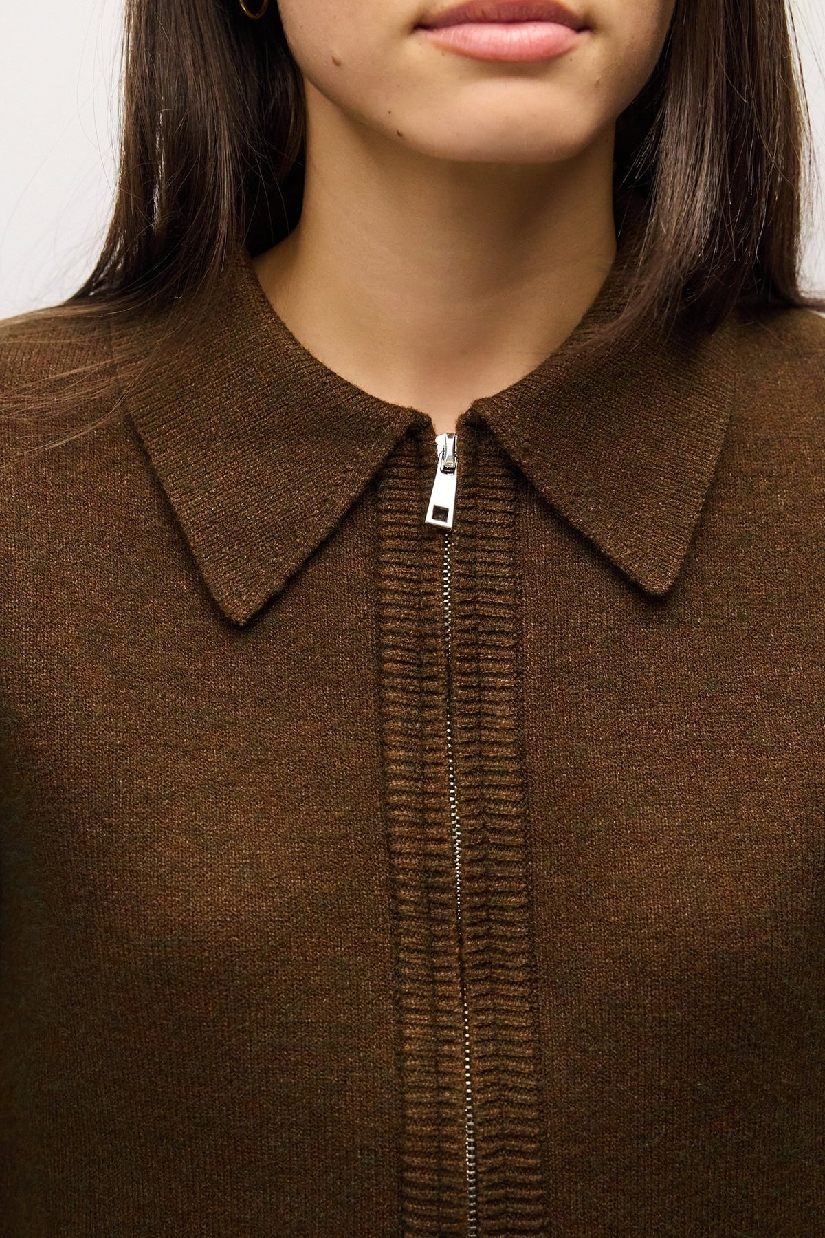 Marnie Zip Up Sweater Brown